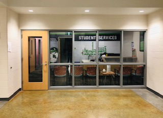 Go to the first floor and check out Green Levels excellent Student Services Dept.