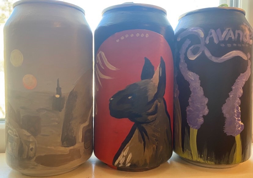 Cans Painted by Maren Molinaro