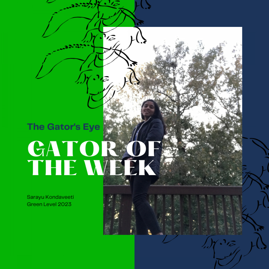 Gator of the Week Sarayu Kondaveeti discusses virtual learning and her involvement in science.