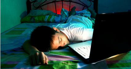 Most people use their devices before bed. Photo from Science News for Students