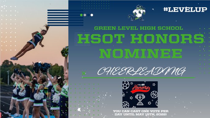 Green Level Cheerleading is up for HSOT Honors.