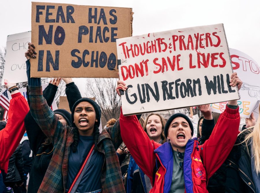 Signs from a demonstration organized by Teens For Gun Reform in the wake of the February 14, 2018 shooting at Marjory Stoneman Douglas High school in Parkland, Florida. Image via. Wikimedia Commons