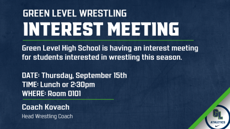 Green Level Wrestling Interest Meeting -  Thursday, September 15th