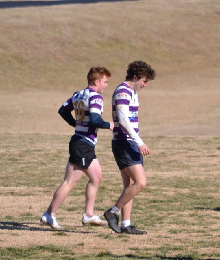 Will OShea and Zach Piepho at a rugby game.