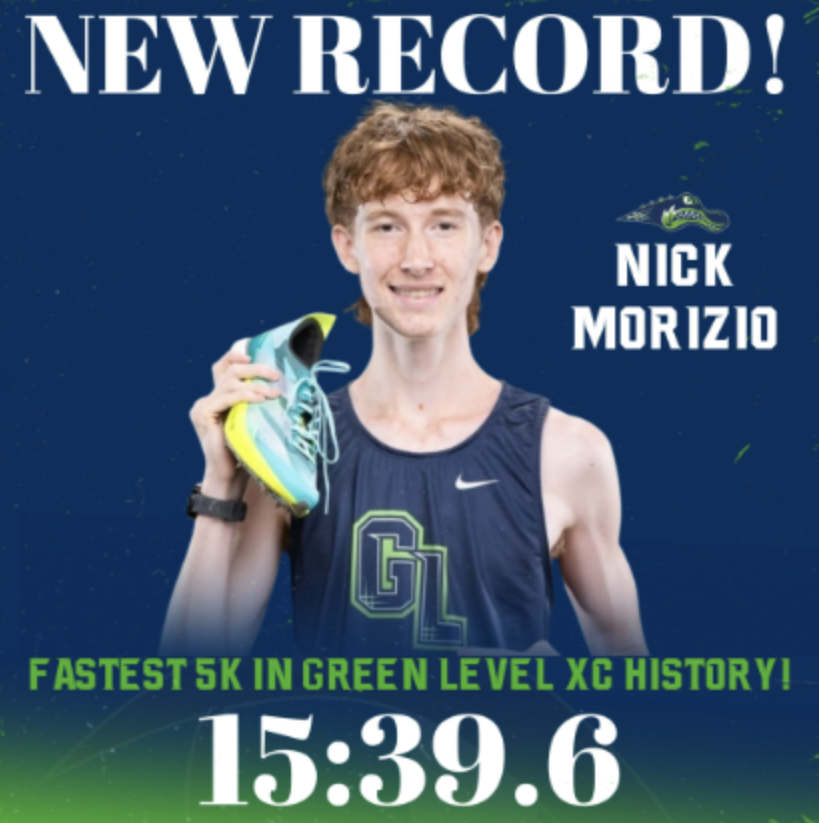 Senior Nick Morizio's 5K record via Green Level Athletics.