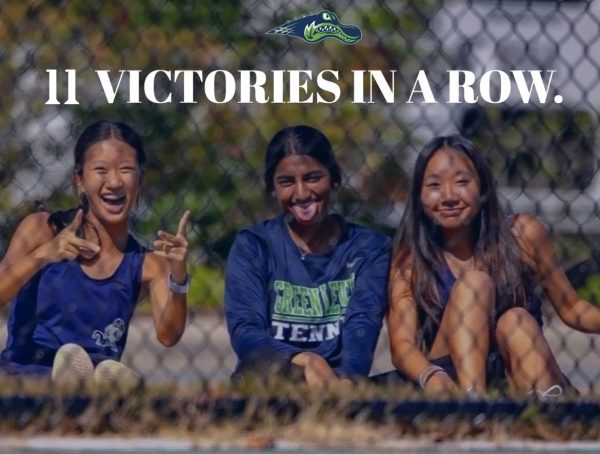 Smiles all around for the victorious Green Level women’s tennis team.