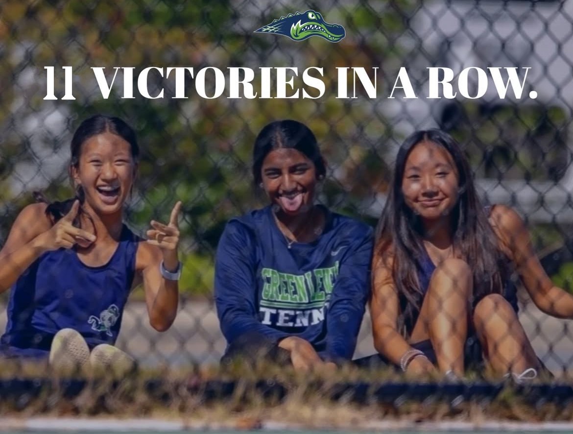 Smiles all around for the victorious Green Level women’s tennis team.