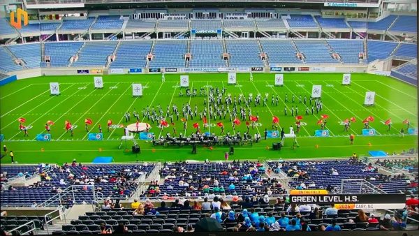 The Marching Band performing at the Band of America Prelims.